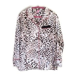 Leopard Print Satin Pajama Set